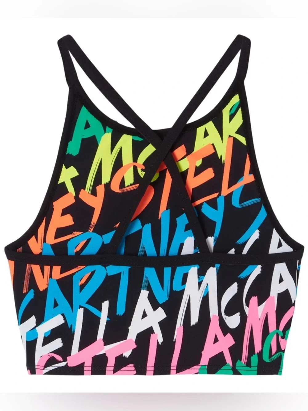 NEW Stella McCartney Kids BLACK Recycled Polyamide Logo Top Active Swim Wear 10Y